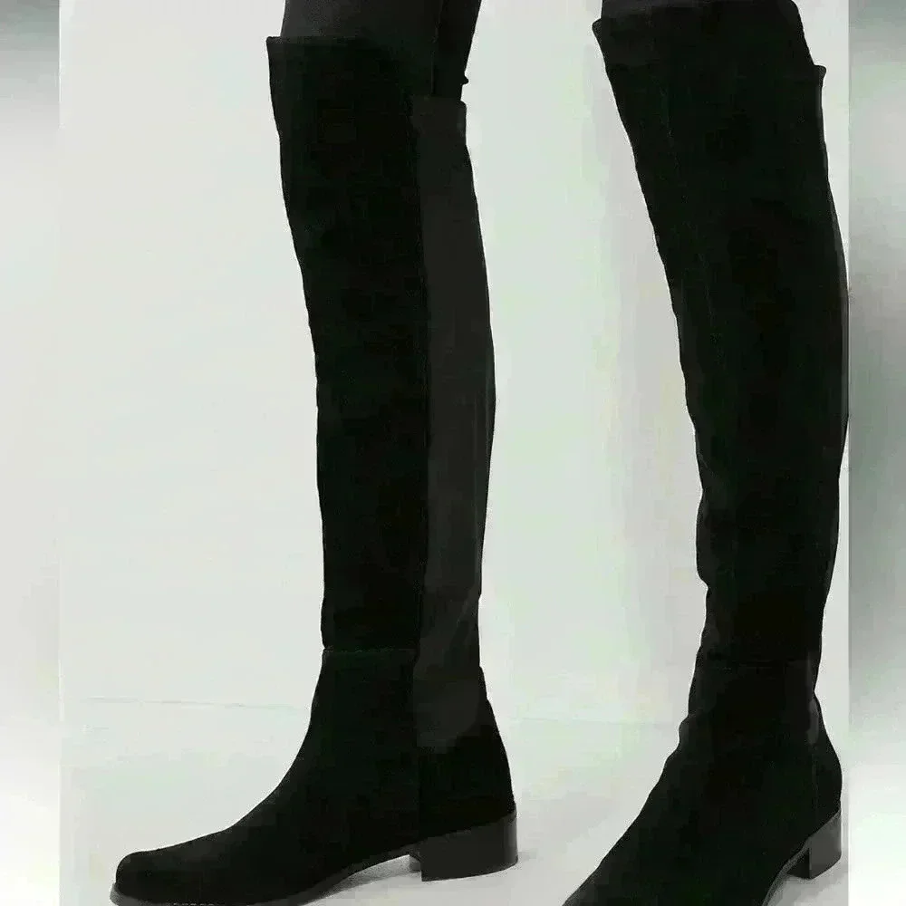 Blonde Velma Waterproof Suede Over-the-Knee Boots - Picture 3 of 12